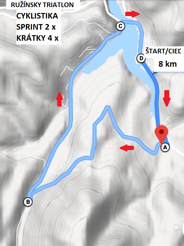 Ruzinsky triatlon mapa cyklistika