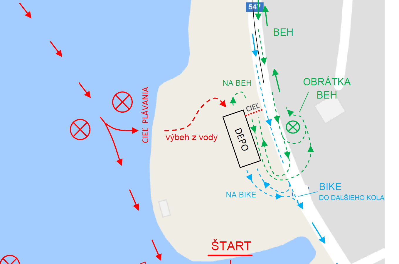 Ruzinsky triatlon mapa depo 1